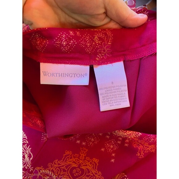 Worthington vintage size 8 Georgette faux wrap, long maxi skirt floral medallion - Picture 8 of 8
